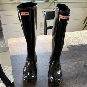 Hunter Glossy Black Tall Rain Boots